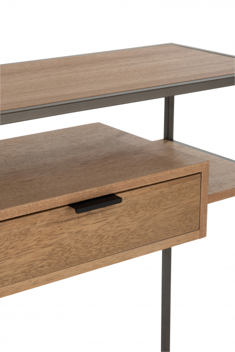 Consola cu 1 sertar, Lemn/Metal, Natural, 120x30x86 cm [9]