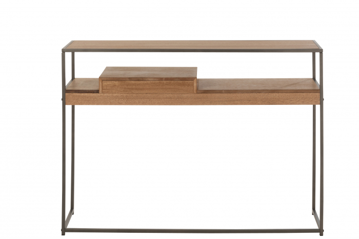 Consola cu 1 sertar, Lemn/Metal, Natural, 120x30x86 cm [4]