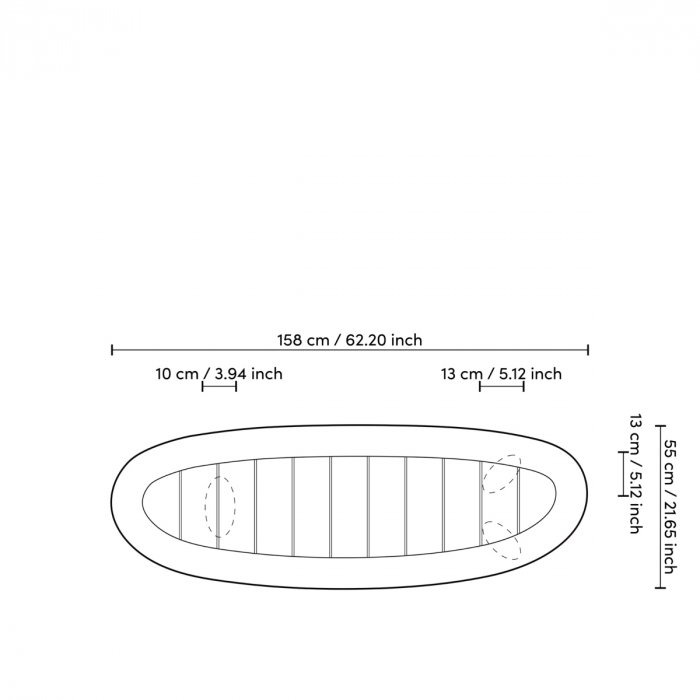 Consolă de exterior Free Form din tec natur, Dims: L. 158 | W. 55 | H. 76.5  (CM) [7]