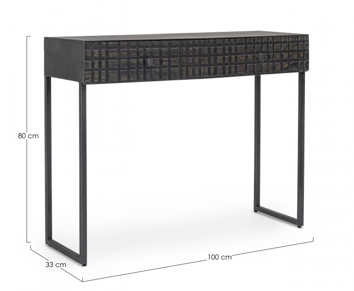 Consola Dorset, Otel/Lemn, Negru, 100x33x80 cm [6]