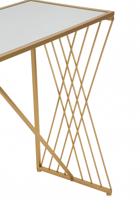 Consola Easy, Fier/MDF/Oglinda, Auriu, 80x120x40 cm [8]