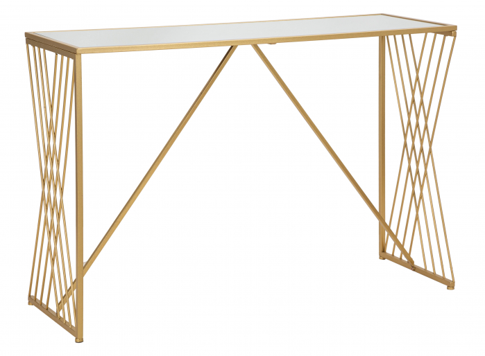 Consola Easy, Fier/MDF/Oglinda, Auriu, 80x120x40 cm [3]
