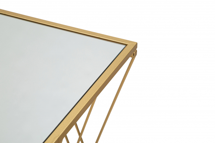 Consola Easy, Fier/MDF/Oglinda, Auriu, 80x120x40 cm [4]