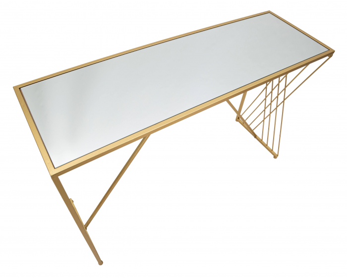 Consola Easy, Fier/MDF/Oglinda, Auriu, 80x120x40 cm [7]