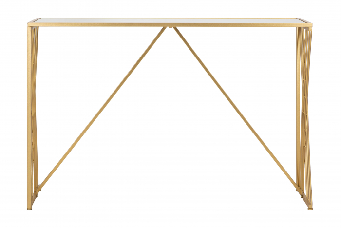Consola Easy, Fier/MDF/Oglinda, Auriu, 80x120x40 cm [9]