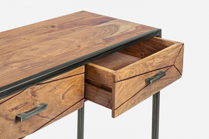 Consola Egon 3 sertare, Lemn/Otel, Maro/Negru, 115x35x80 cm [6]