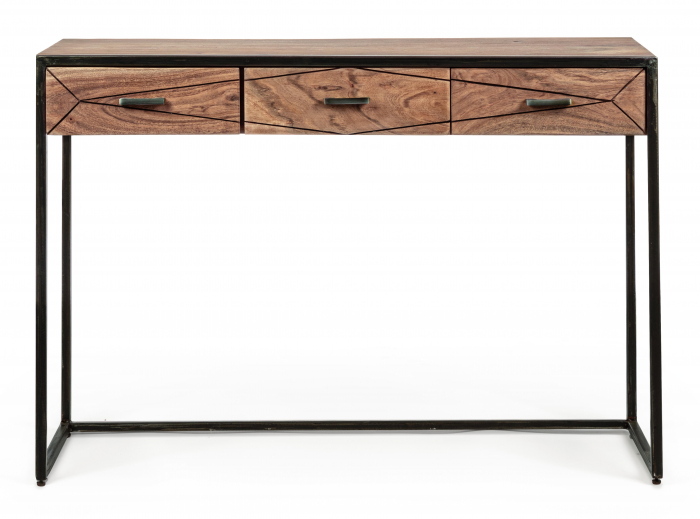 Consola Egon 3 sertare, Lemn/Otel, Maro/Negru, 115x35x80 cm [2]