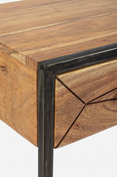 Consola Egon 3 sertare, Lemn/Otel, Maro/Negru, 115x35x80 cm [7]