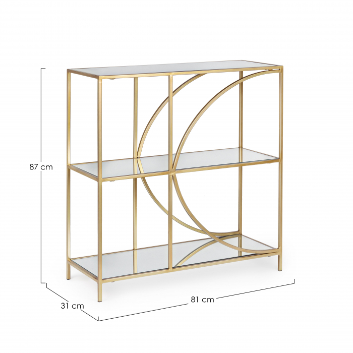 Consola Elenor, Otel/Sticla, Oglinda/Auriu, 81x31x87 cm [3]