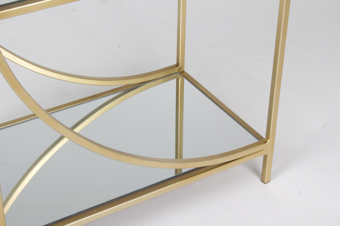 Consola Elenor, Otel/Sticla, Oglinda/Auriu, 81x31x87 cm [4]