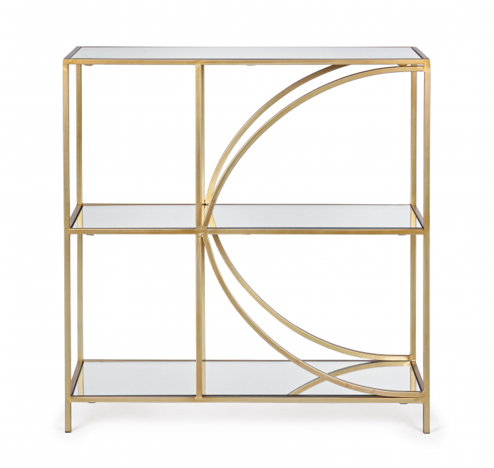 Consola Elenor, Otel/Sticla, Oglinda/Auriu, 81x31x87 cm [2]