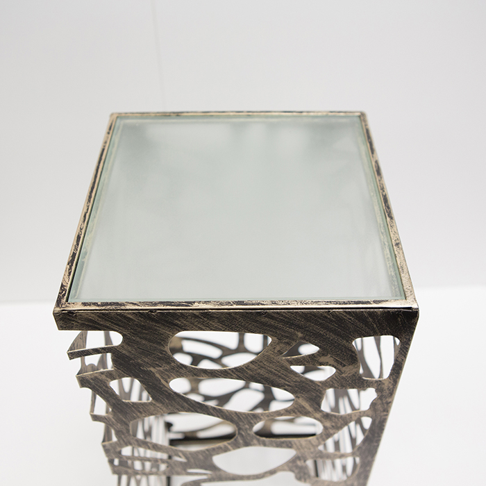 Consola Ellis, metal/sticla, auriu antichizat, 27x27x70 cm [5]