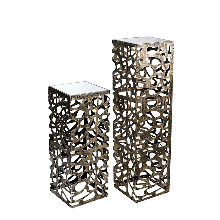 Consola Ellis, metal/sticla, auriu antichizat, 27x27x70 cm [2]