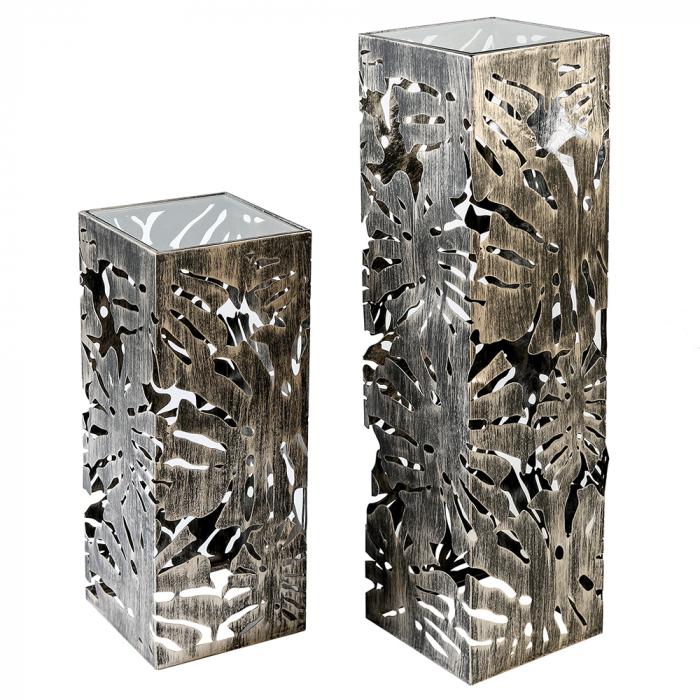 Consola Flora metal/sticla, auriu antichizat, 27x27x100 cm [2]