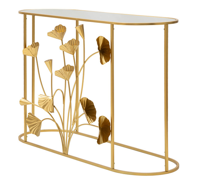 Consola Flow, Fier/MDF/Oglinda, Auriu, 80x120x40 cm [5]