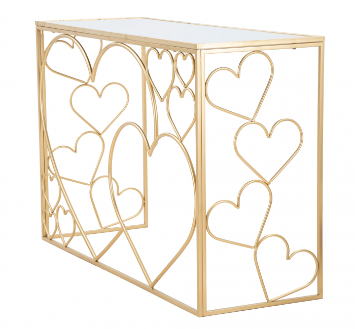 Consola Heart, Fier/MDF/Oglinda, Auriu, 80x120x43 cm [6]