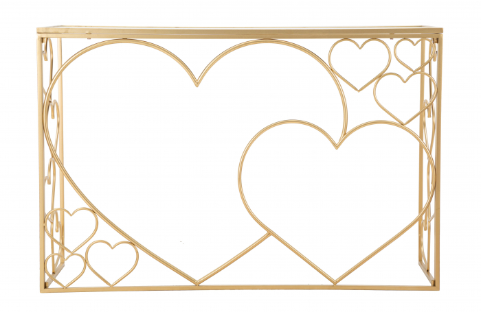 Consola Heart, Fier/MDF/Oglinda, Auriu, 80x120x43 cm [7]
