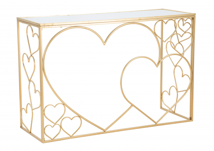 Consola Heart, Fier/MDF/Oglinda, Auriu, 80x120x43 cm [8]
