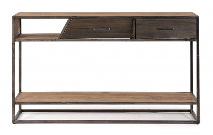 Consola Janak, Lemn/Otel, Maro/Negru, 135x35x80 cm [6]
