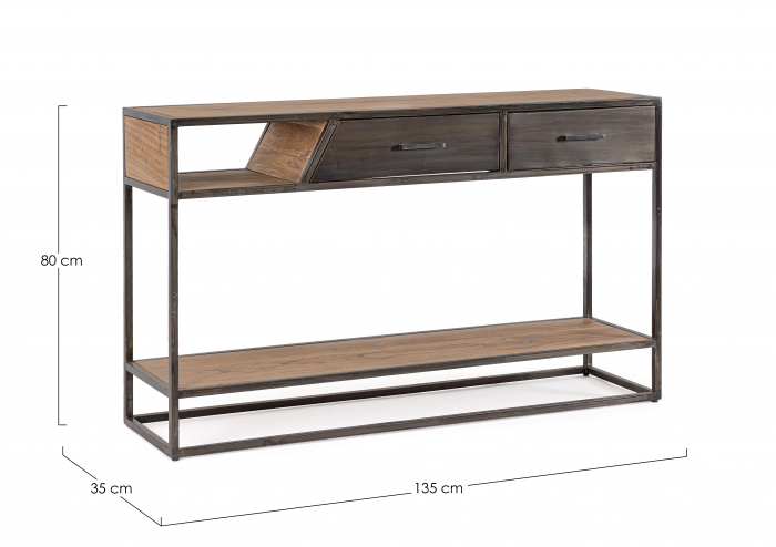 Consola Janak, Lemn/Otel, Maro/Negru, 135x35x80 cm [5]
