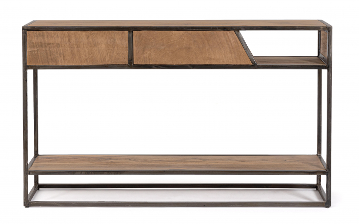 Consola Janak, Lemn/Otel, Maro/Negru, 135x35x80 cm [2]