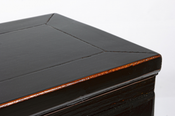 Consola Jinan cu 3 sertare, Lemn de ulm, Maro inchis, 128x30x88 cm [5]