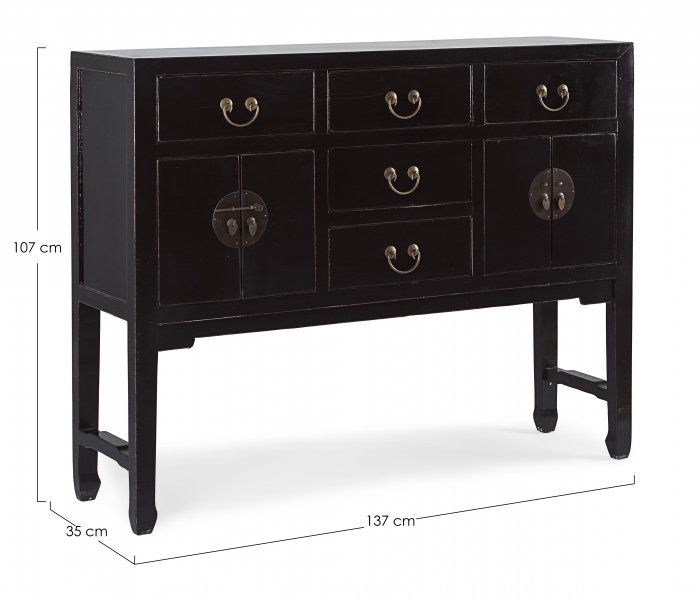 Consola Jinan, Lemn, Negru, 137x35x107 cm [8]