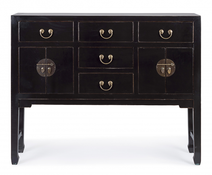 Consola Jinan, Lemn, Negru, 137x35x107 cm [3]