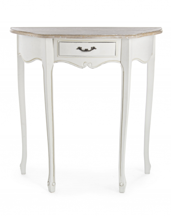 Consola Justine 1 sertare, MDF/Lemn, Maro/Alb, 80x35x79 cm [4]
