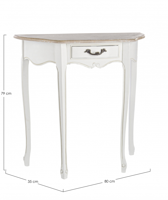 Consola Justine 1 sertare, MDF/Lemn, Maro/Alb, 80x35x79 cm [3]