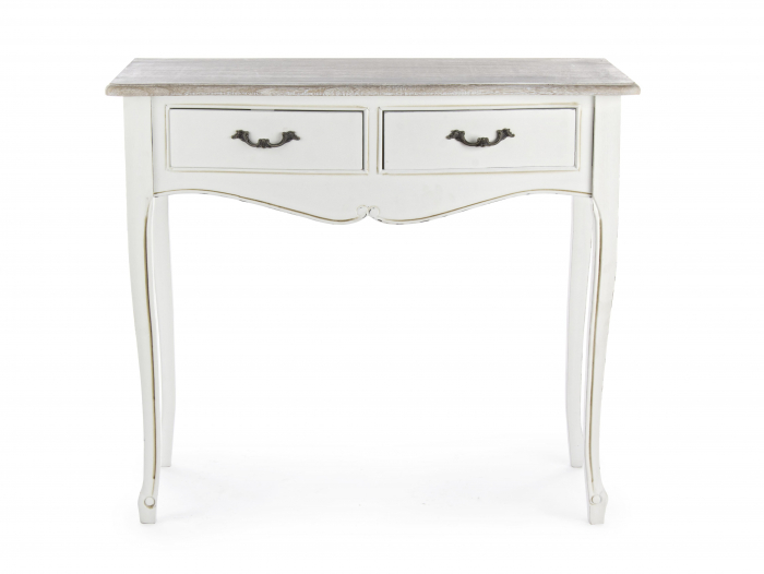 Consola Justine 2 sertare, MDF/Lemn, Maro/Alb, 90x40x80 cm [2]