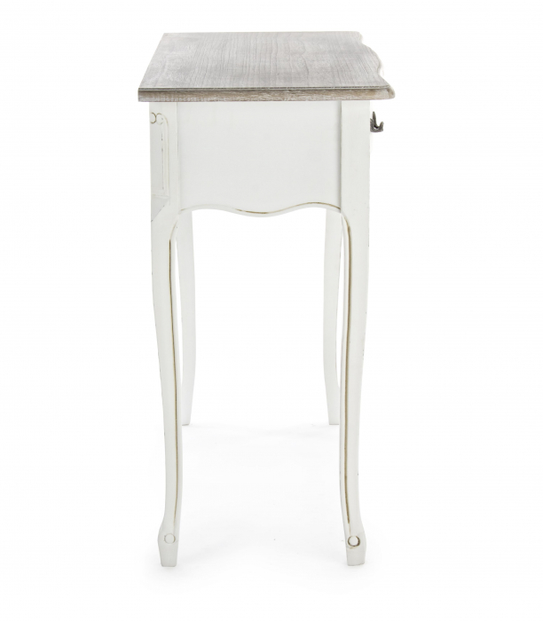 Consola Justine 2 sertare, MDF/Lemn, Maro/Alb, 90x40x80 cm [5]