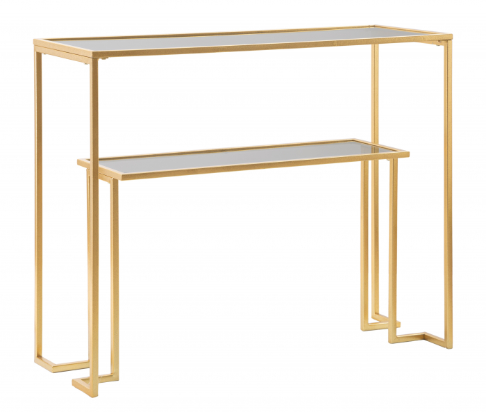 Consola Level, Fier/Sticla, Auriu, 80x100x35 cm [3]