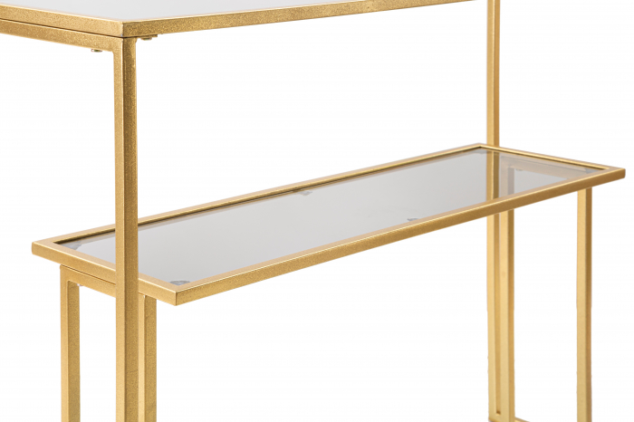 Consola Level, Fier/Sticla, Auriu, 80x100x35 cm [5]