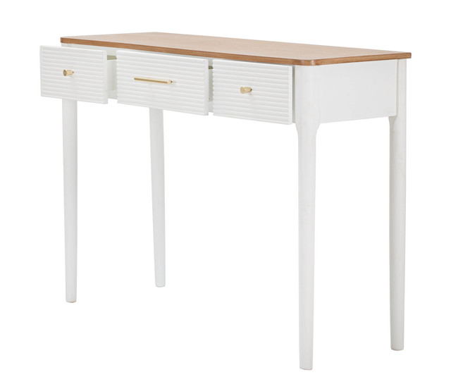 Consola Matera, Lemn/MDF/Fier, Alb/Maro, 80x107x37 cm [4]