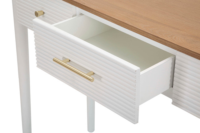 Consola Matera, Lemn/MDF/Fier, Alb/Maro, 80x107x37 cm [5]