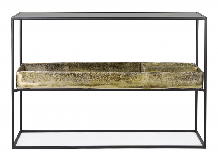 Consola Mavila, Otel/Aluminiu, Negru/Auriu, 117x40x85 cm [6]