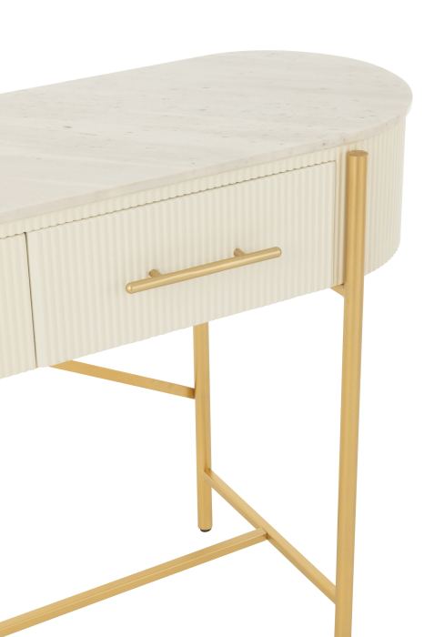 Consola MDF/marmura/metal, alb/auriu [7]
