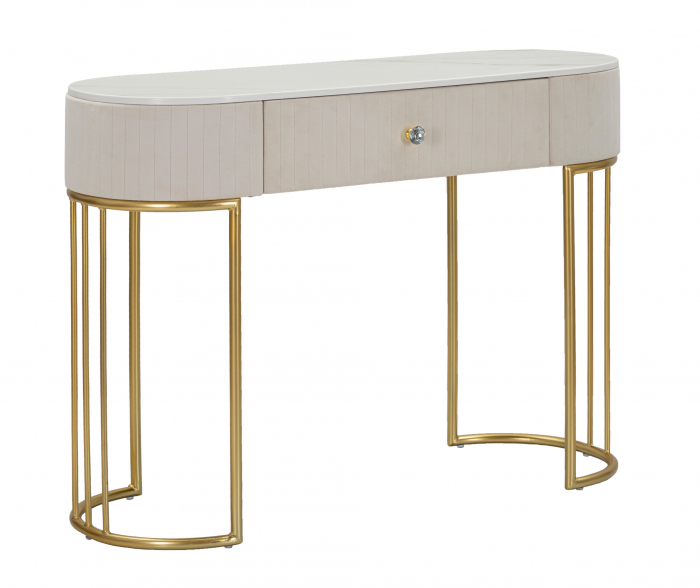 Consola Montpellier, Fier/Lemn/Fibre sintetice, Crem/Auriu/Alb, 75x100x40 cm [7]