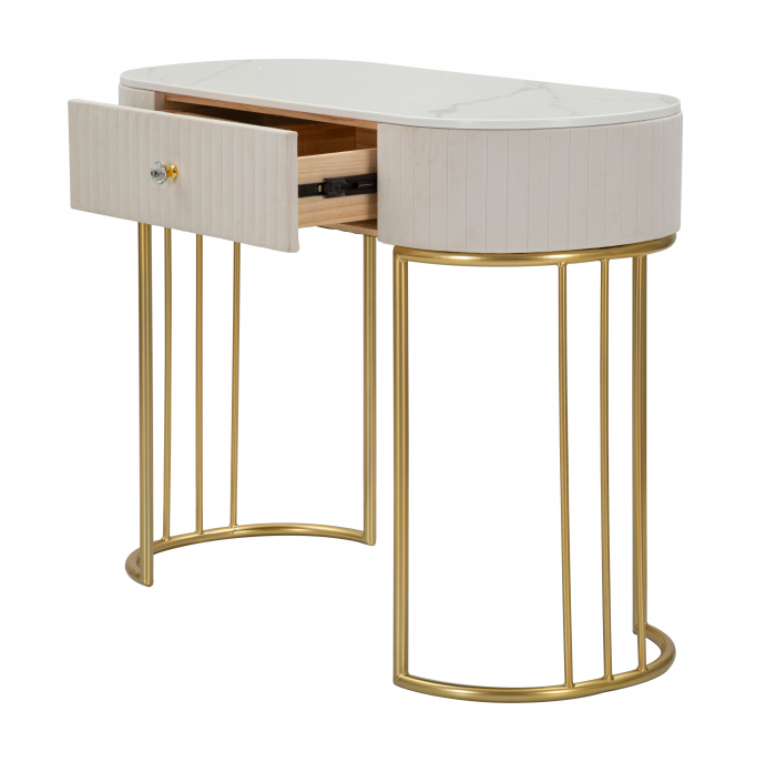 Consola Montpellier, Fier/Lemn/Fibre sintetice, Crem/Auriu/Alb, 75x100x40 cm [5]