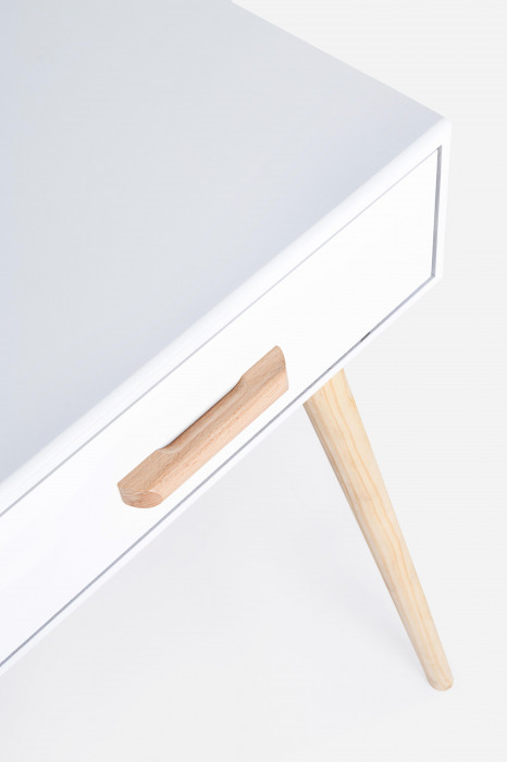 Consola Ordinary 2 sertare, MDF/Lemn, Maro/Alb, 90x40x79 cm [2]