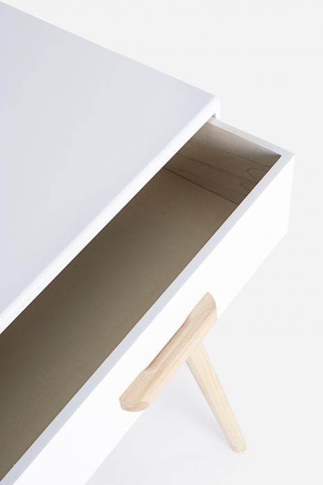 Consola Ordinary 2 sertare, MDF/Lemn, Maro/Alb, 90x40x79 cm [3]