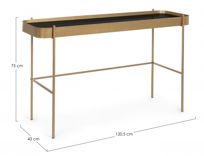 Consola Rashida, Otel/Sticla, Auriu/Negru, 120.5x43x75 cm [5]