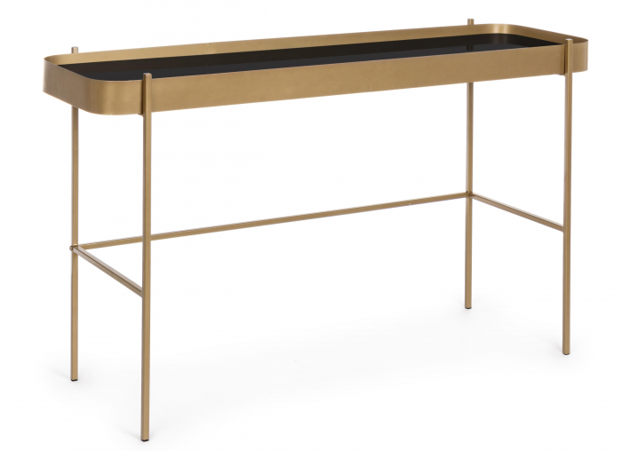 Consola Rashida, Otel/Sticla, Auriu/Negru, 120.5x43x75 cm [4]
