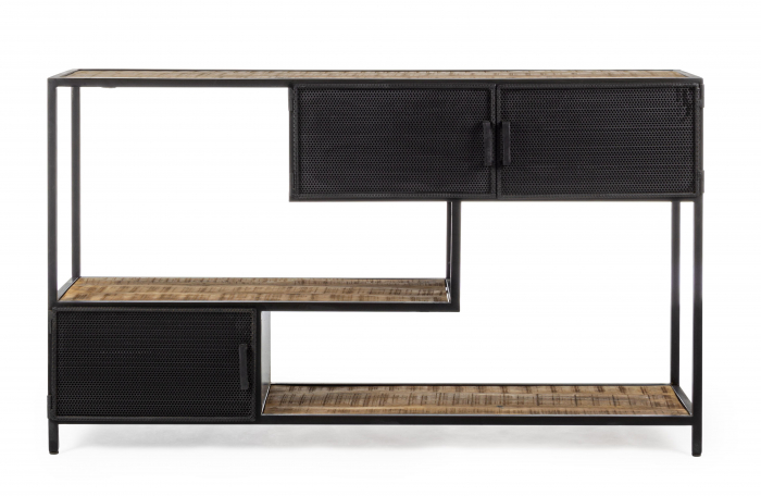 Consola Roderic cu 3 sertare, Otel/Lemn, Negru, 140x35x82 cm [7]