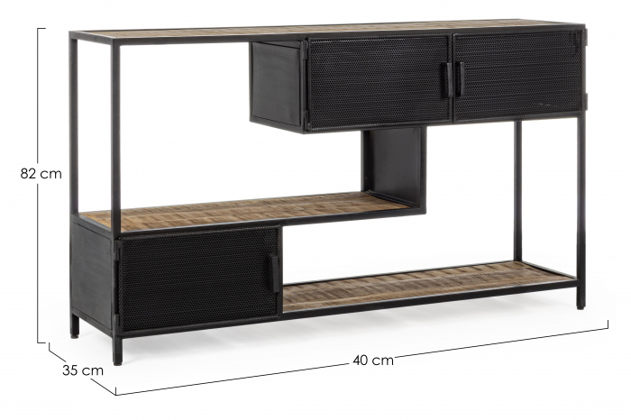 Consola Roderic cu 3 sertare, Otel/Lemn, Negru, 140x35x82 cm [6]