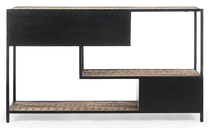Consola Roderic cu 3 sertare, Otel/Lemn, Negru, 140x35x82 cm [3]