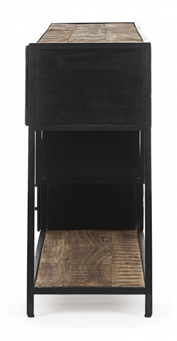 Consola Roderic cu 3 sertare, Otel/Lemn, Negru, 140x35x82 cm [4]