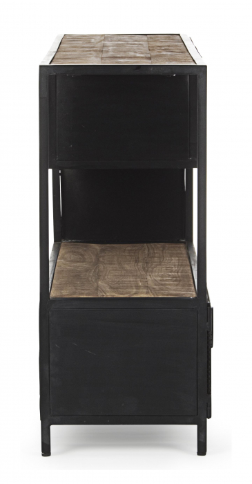 Consola Roderic cu 3 sertare, Otel/Lemn, Negru, 140x35x82 cm [5]