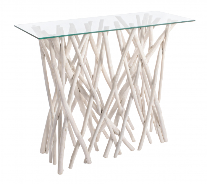 Consola Sahel, Lemn/Sticla, Natur, 100x40x80 cm [4]